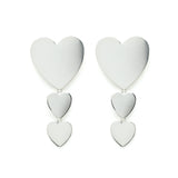 Boucles d'Oreilles Puces Pendantes Aphrodite Argent Coeurs Boucles d'Oreilles Monsieur Simone