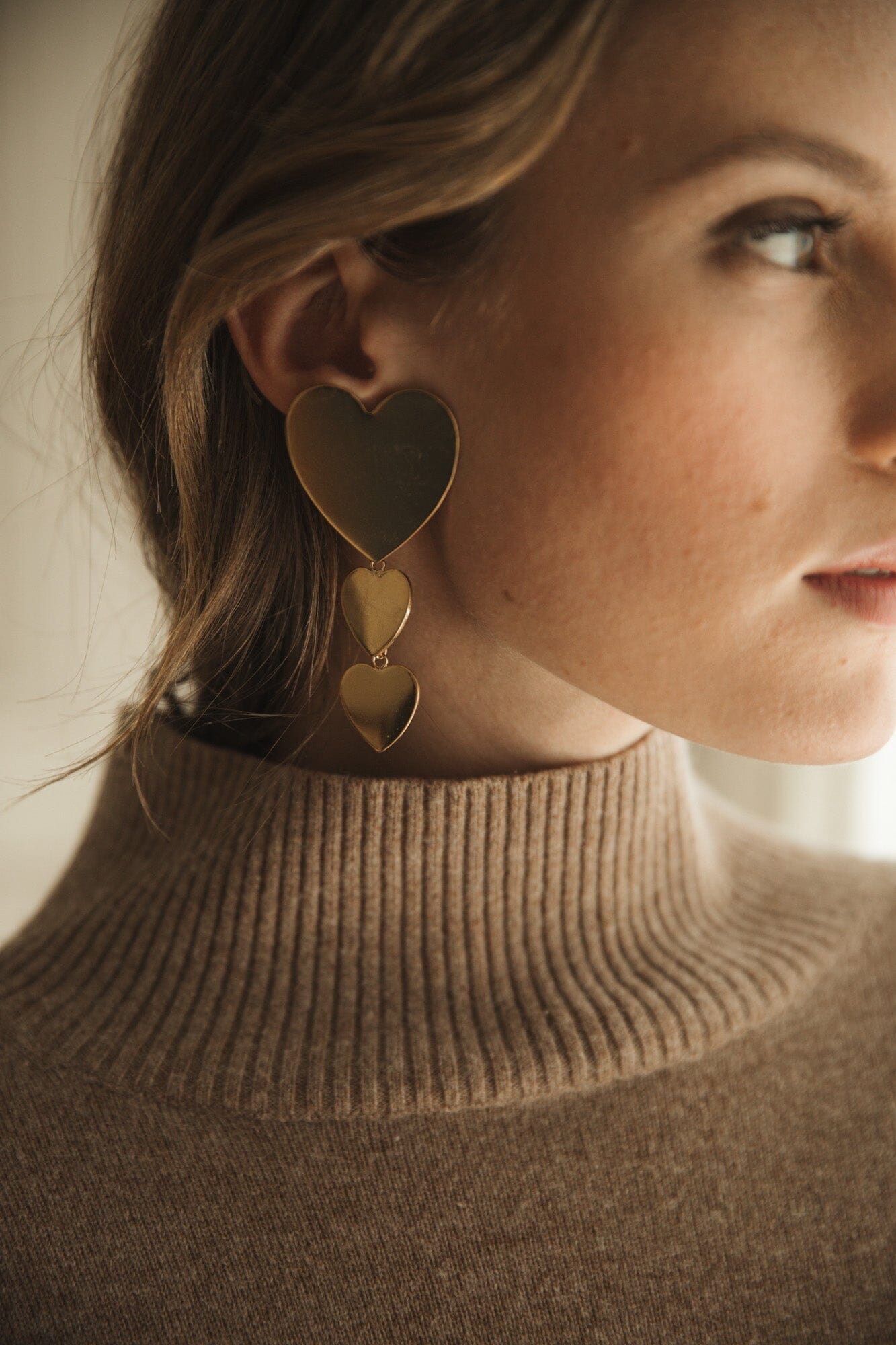 Boucles d'Oreilles Puces Pendantes Aphrodite Argent Coeurs Boucles d'Oreilles Monsieur Simone
