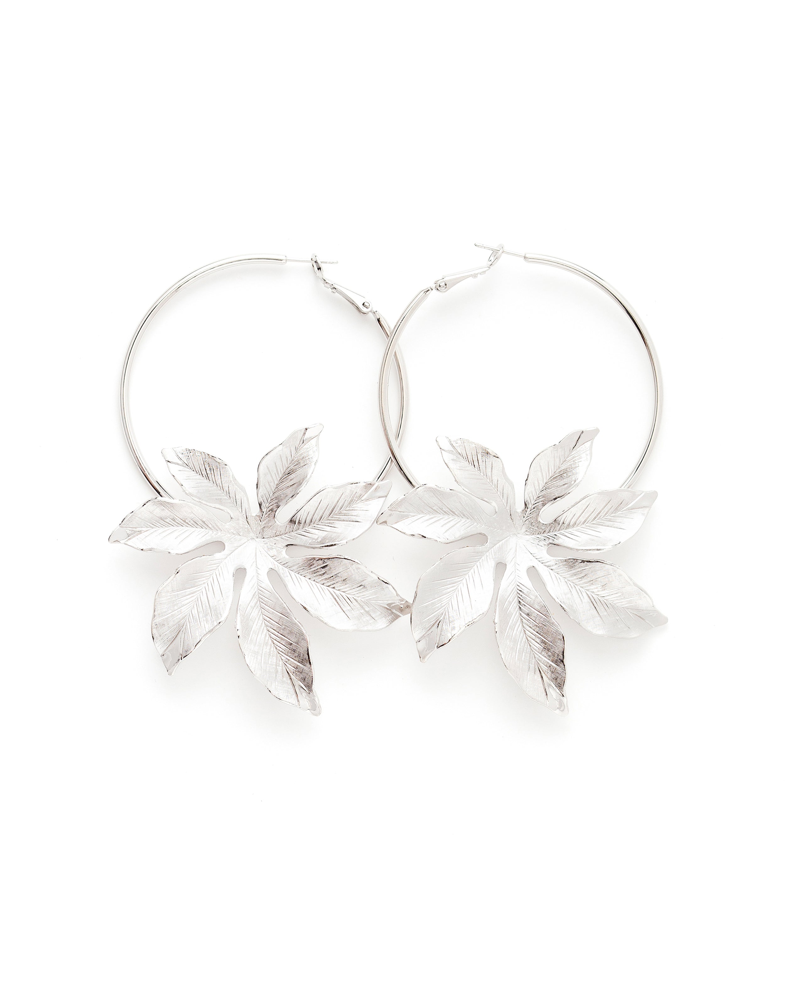 Créoles Chloris Argent Fleurs Boucles d'Oreilles Monsieur Simone