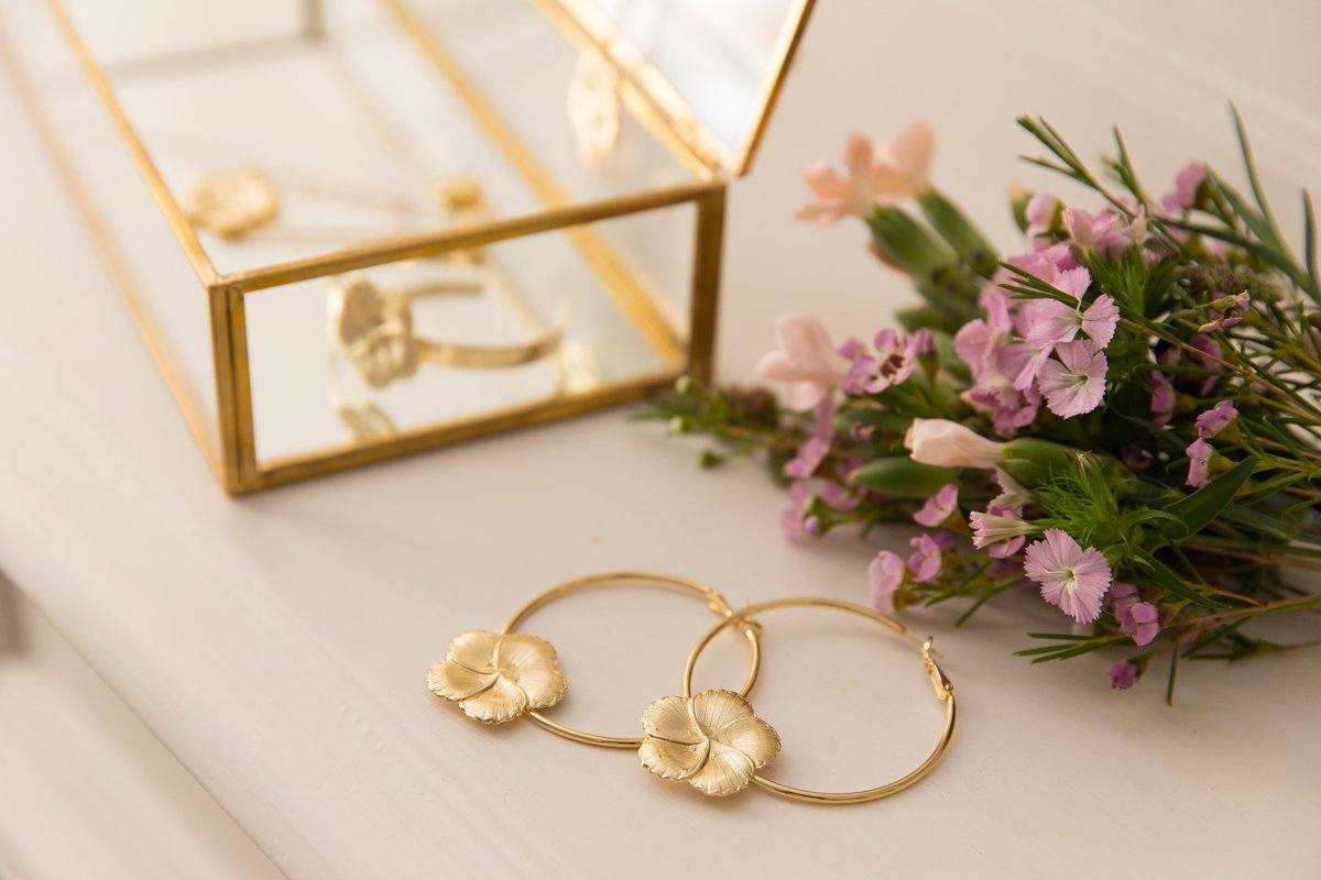 Créoles Hélios Or Fleurs Boucles d'Oreilles Monsieur Simone