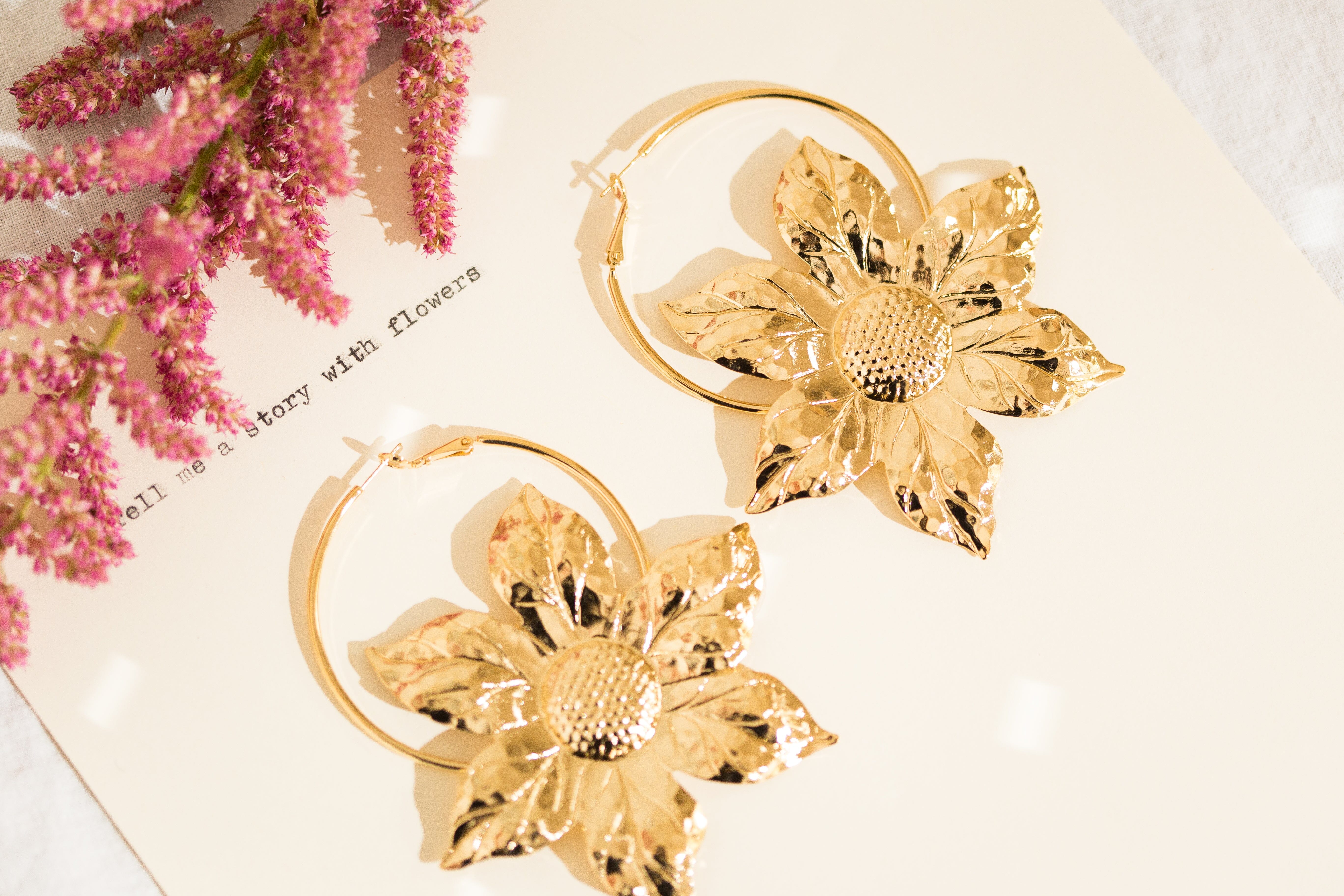 Créoles Hespéris Or Fleurs Boucles d'Oreilles Monsieur Simone