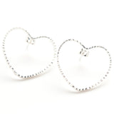 Maxi Boucles d'Oreilles Puces Aura Argent Coeur Boucles d'Oreilles Monsieur Simone