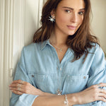 Maxi Boucles d'Oreilles Puces Éos Argent Soleils Boucles d'Oreilles Monsieur Simone