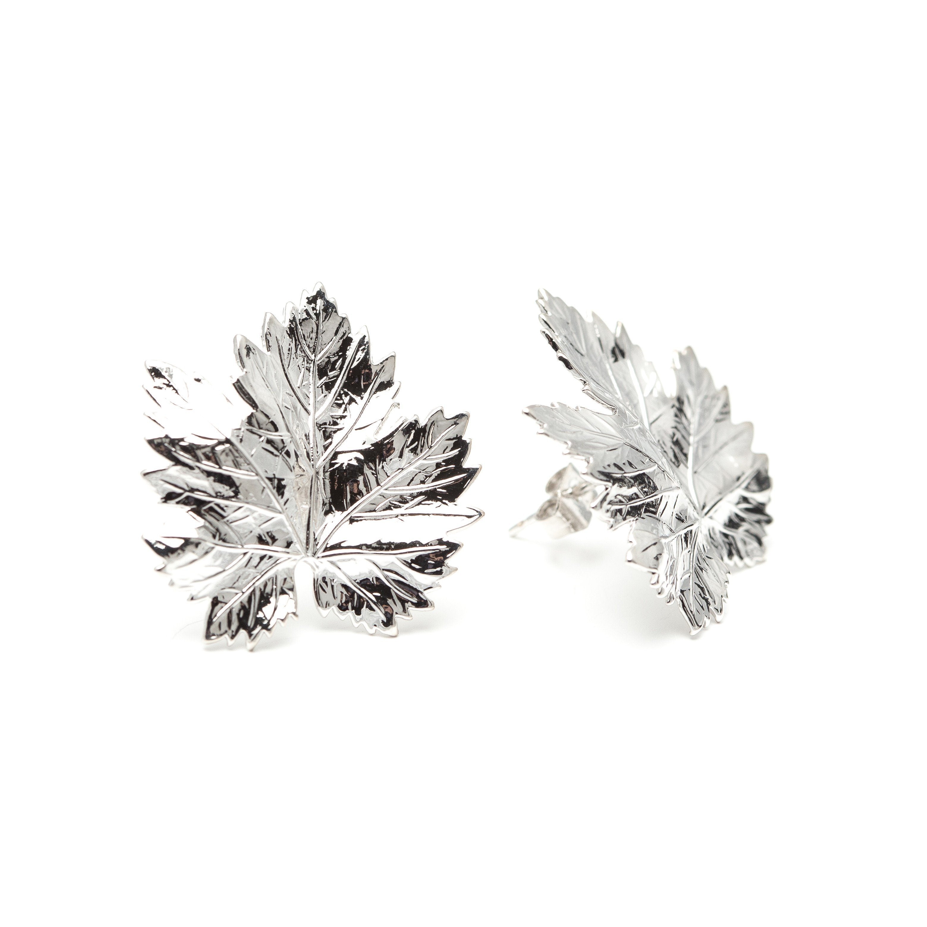 Maxi Boucles d'Oreilles Puces Héra Argent Feuilles Boucles d'Oreilles Monsieur Simone