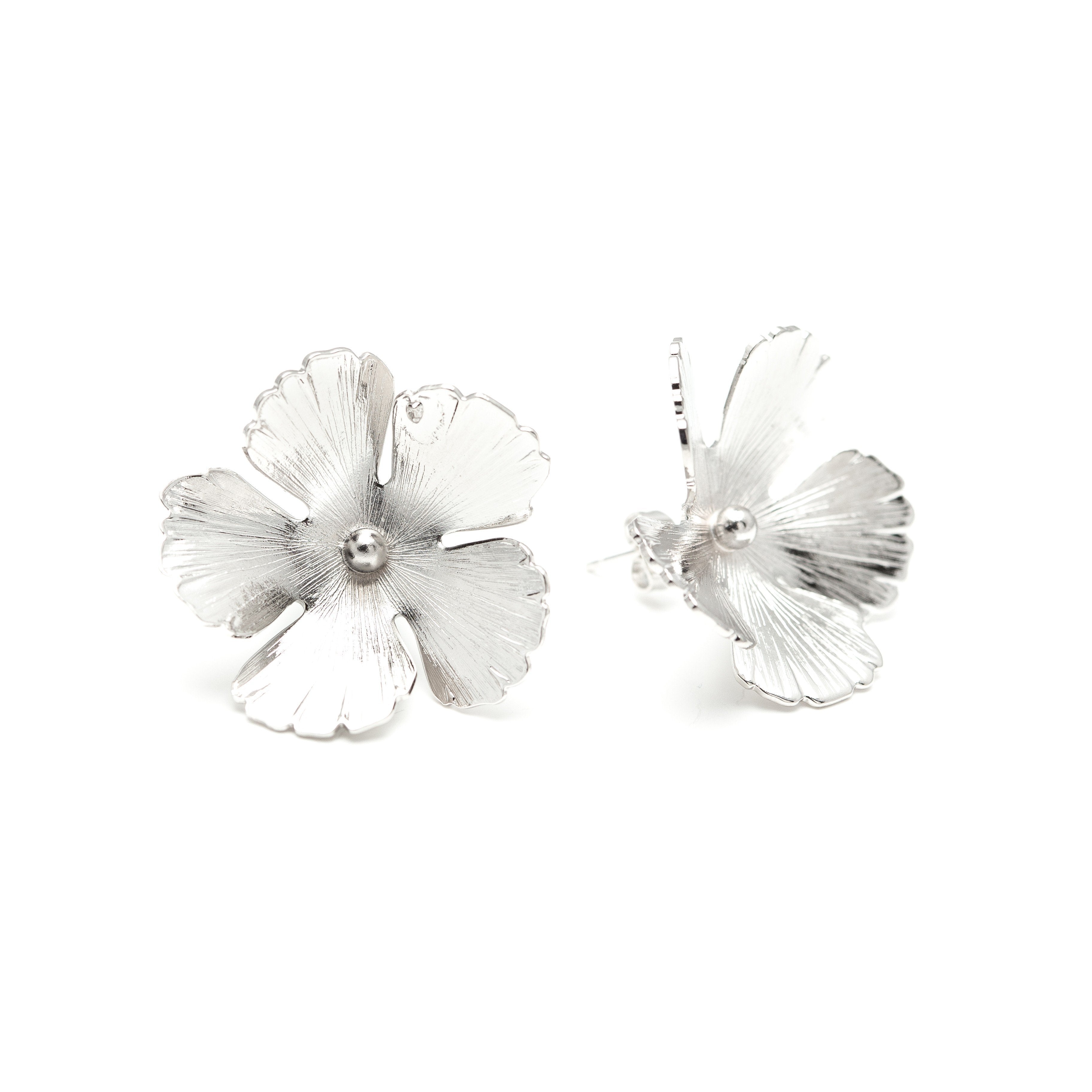 Maxi Boucles d'Oreilles Puces Orphée Argent Fleurs Boucles d'Oreilles Monsieur Simone