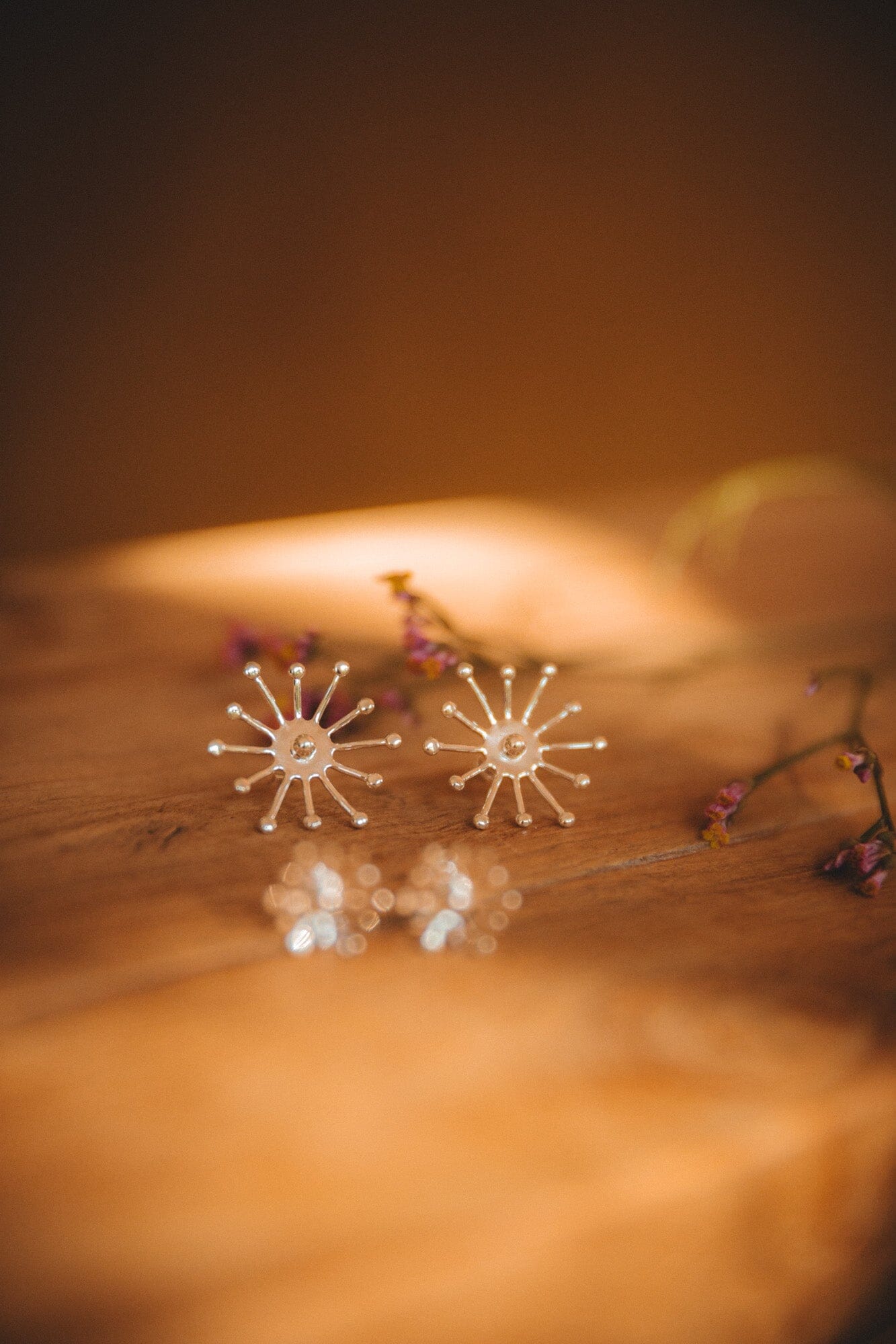 Maxi Boucles d'Oreilles Puces Rhéa Argent Flocons Boucles d'Oreilles Monsieur Simone