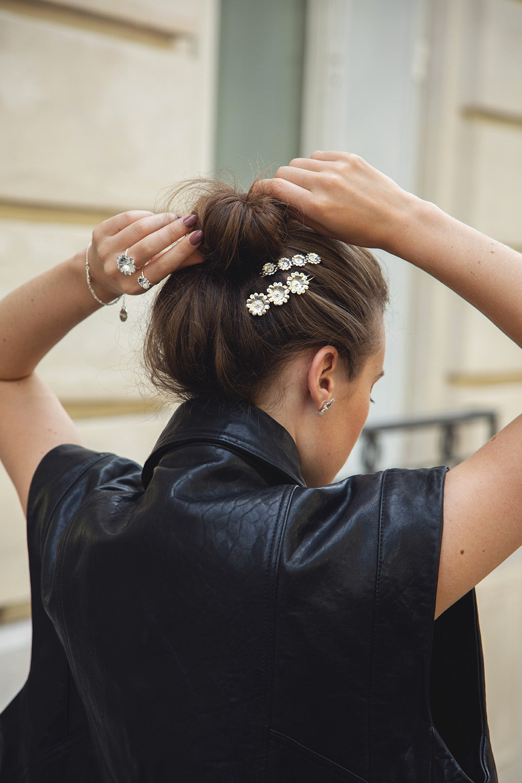 Mini Barrette Théia Argent Fleurs Accessoires Monsieur Simone