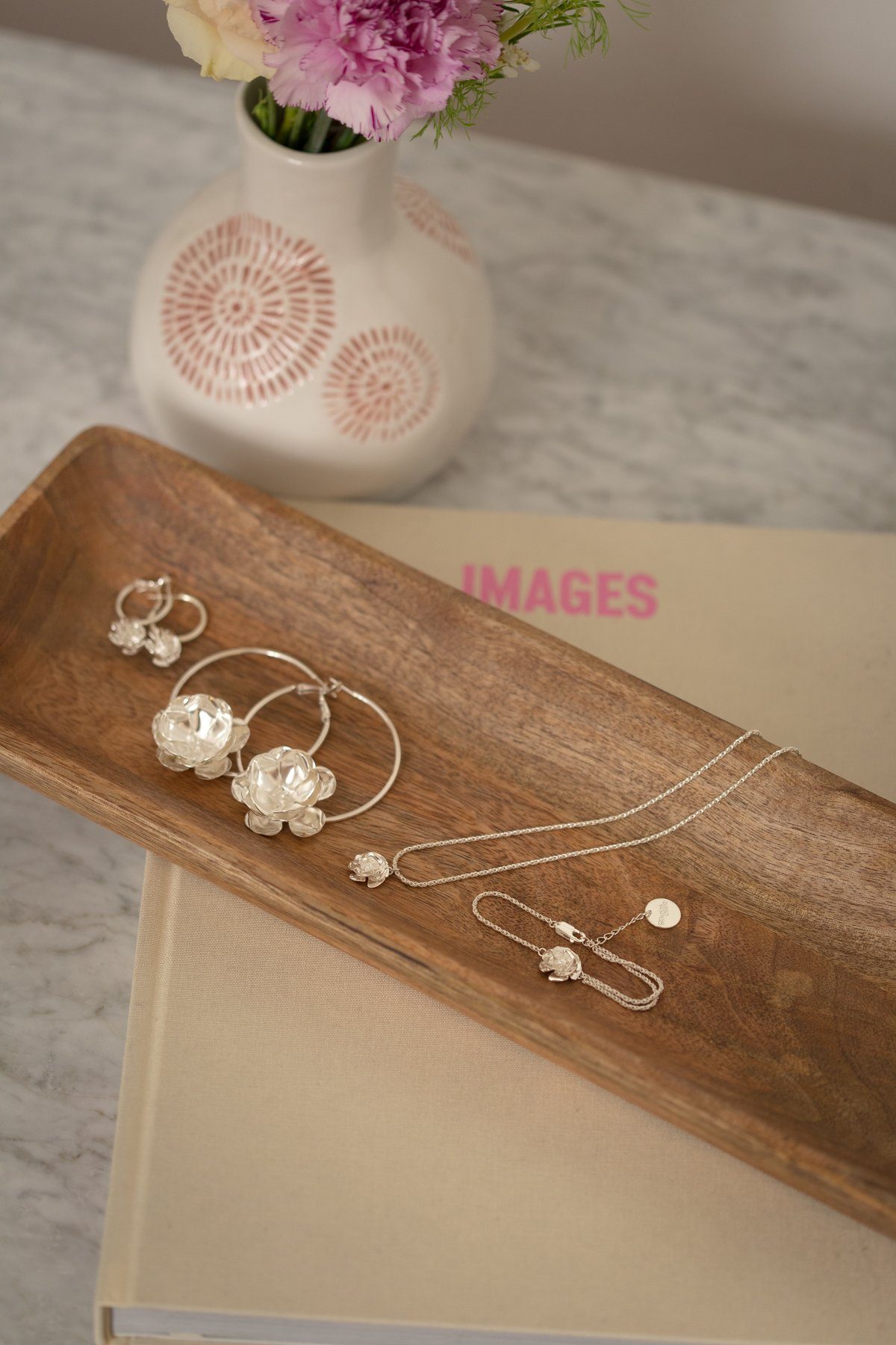 Mini Créoles Aglaé Argent Fleurs Boucles d'Oreilles Monsieur Simone