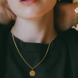 Hestia Gold Round Hammered Necklace
