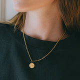 Hestia Gold Round Hammered Necklace