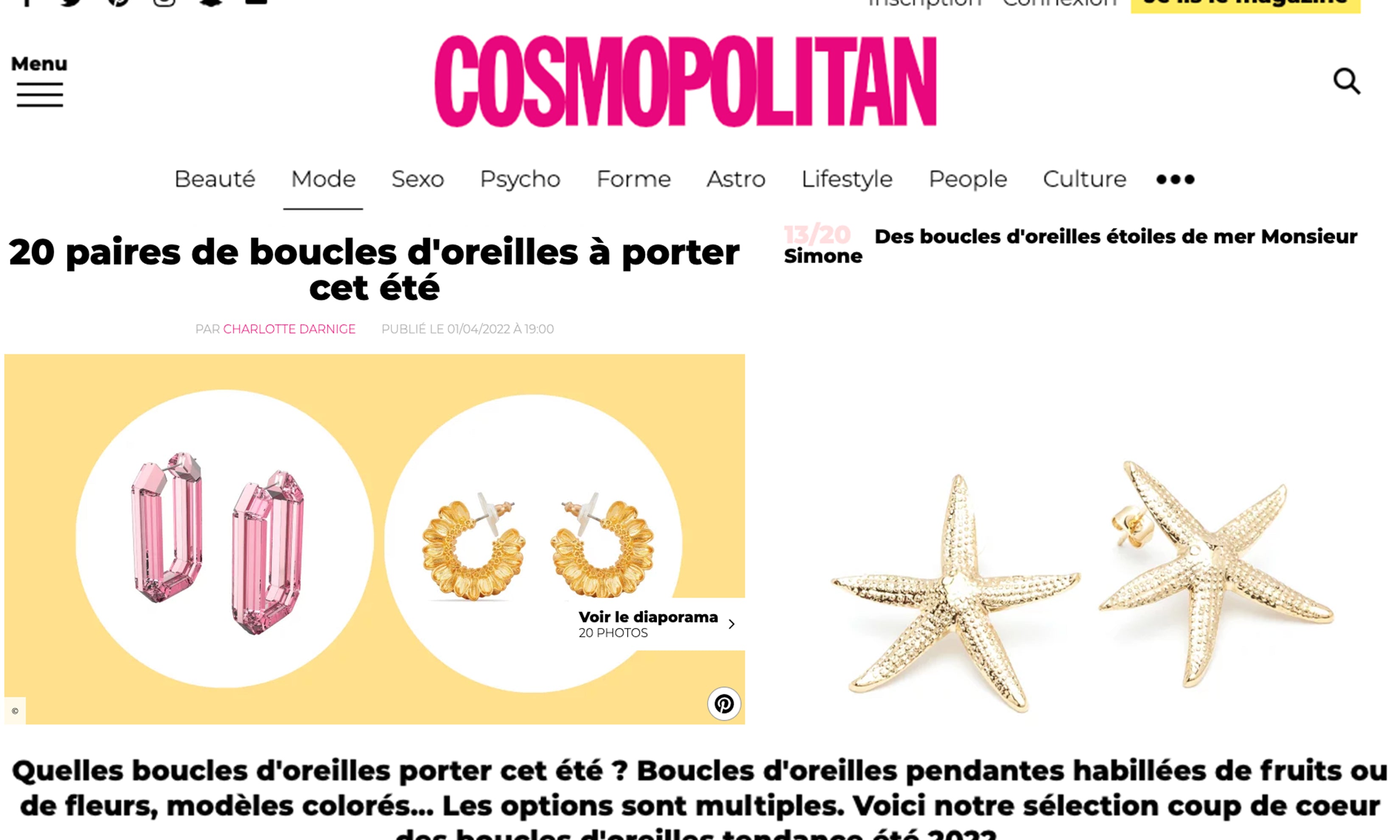 Bijoux Monsieur Simone - Cosmopolitan.fr - Avril 2022