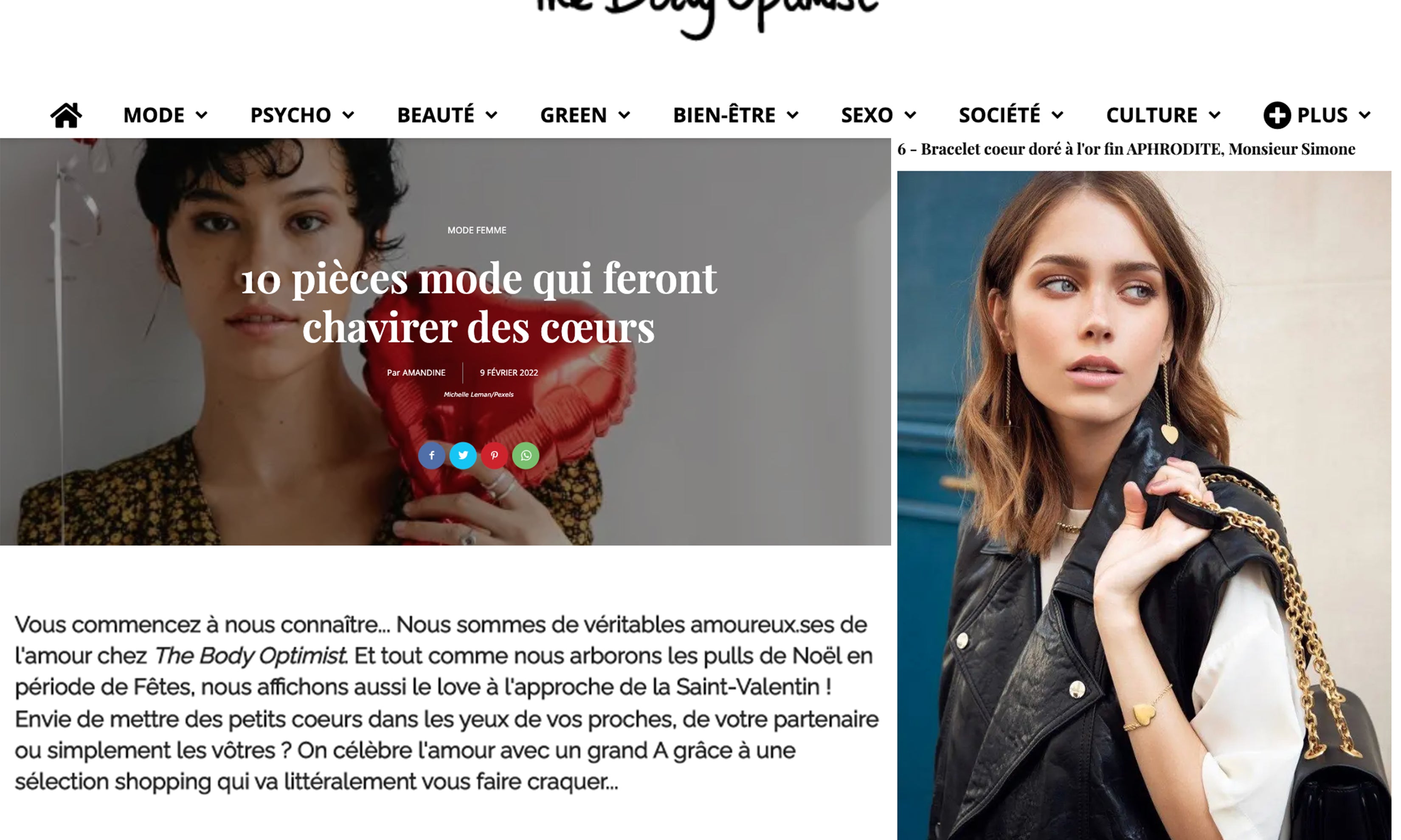 Bijoux Monsieur Simone - The Body Optimist - Février 2022