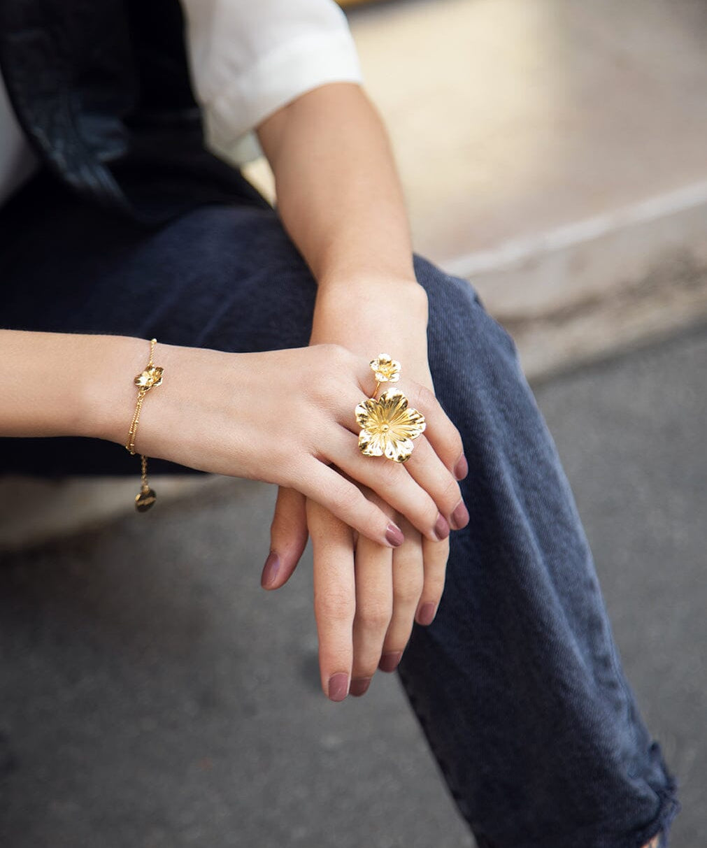 Bague Gaïa Argent Fleur Ajustable Bagues Monsieur Simone