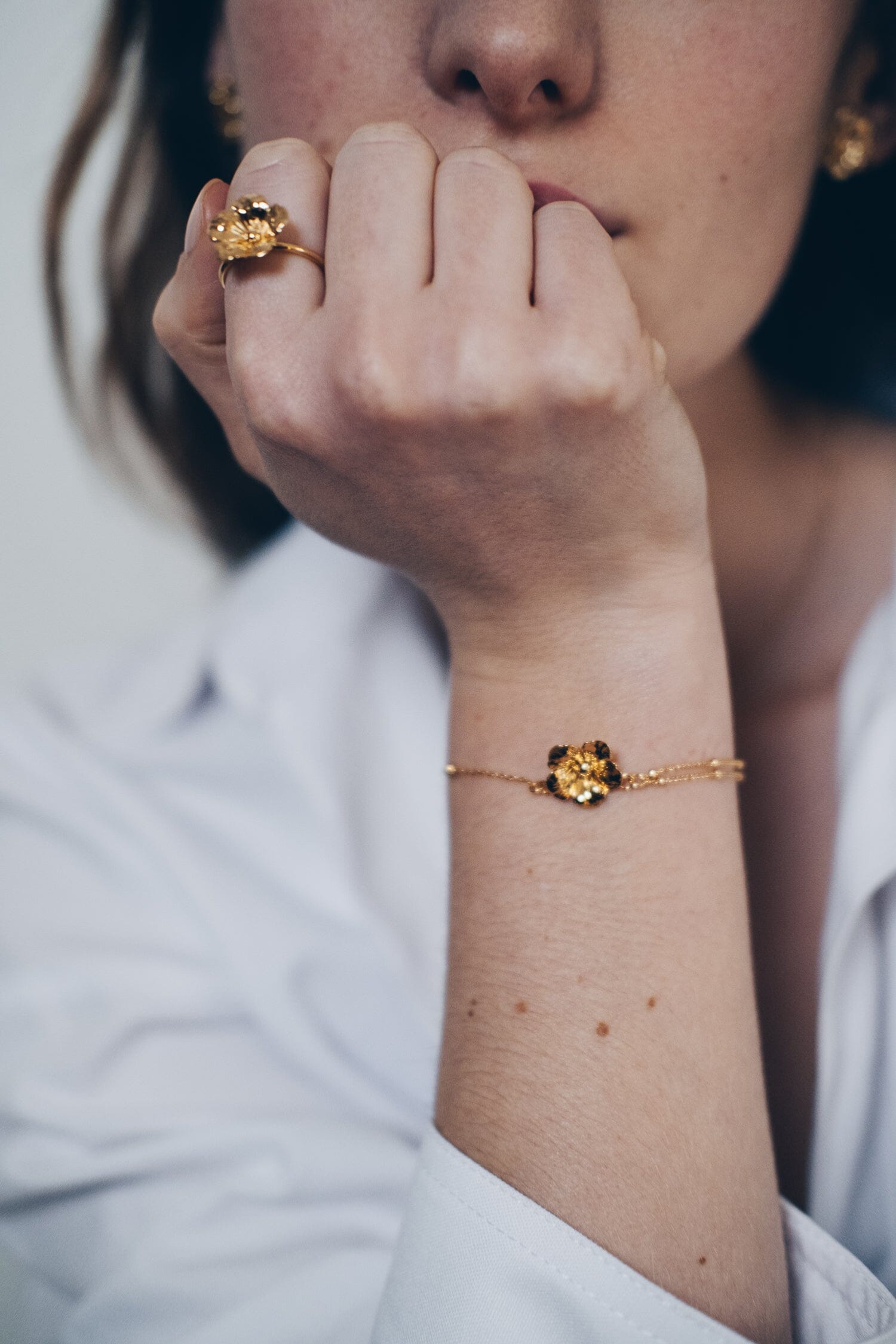 Bague Gaïa Argent Fleur Ajustable Bagues Monsieur Simone