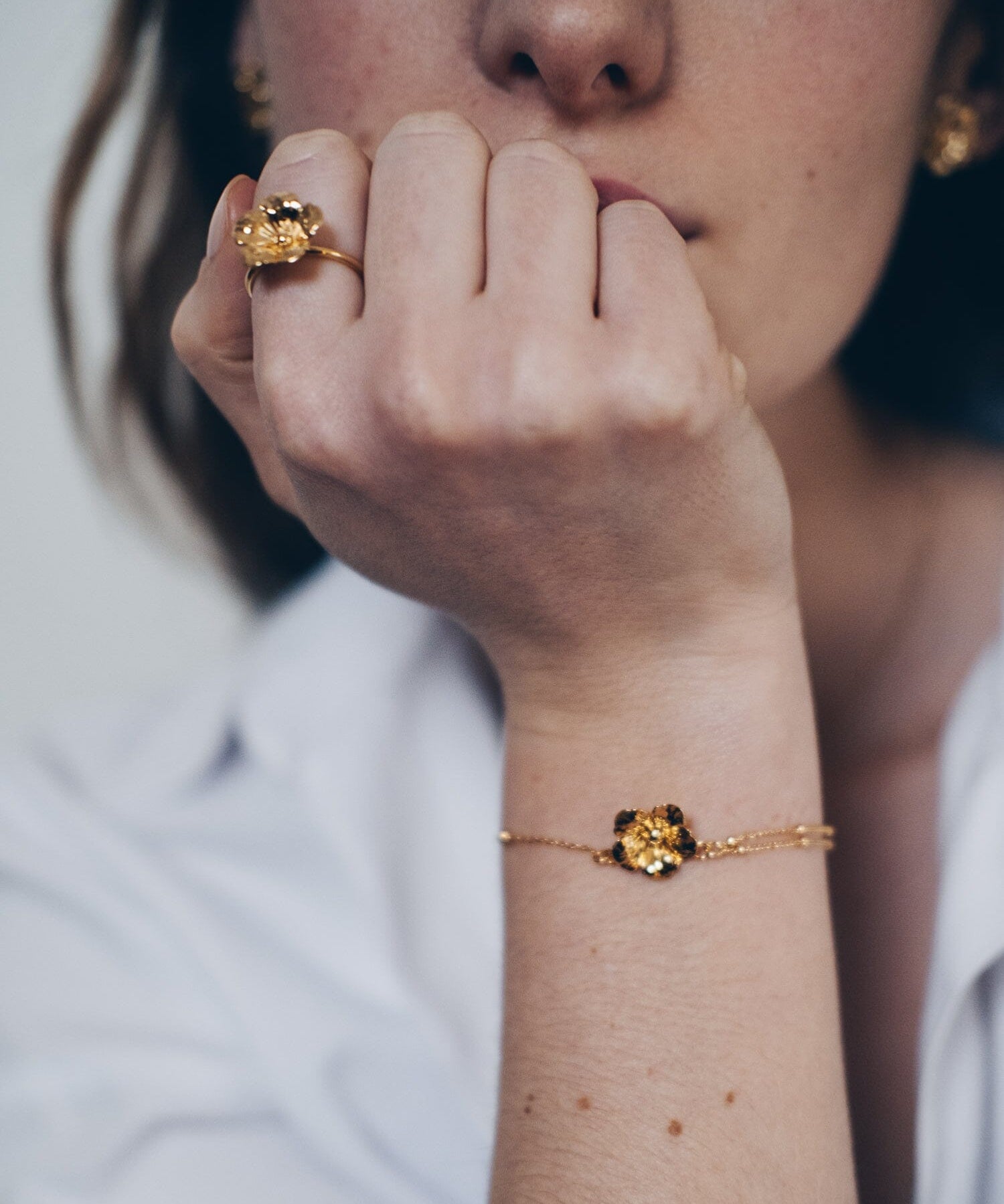 Bague Gaïa Or Fleur Ajustable Bagues Monsieur Simone