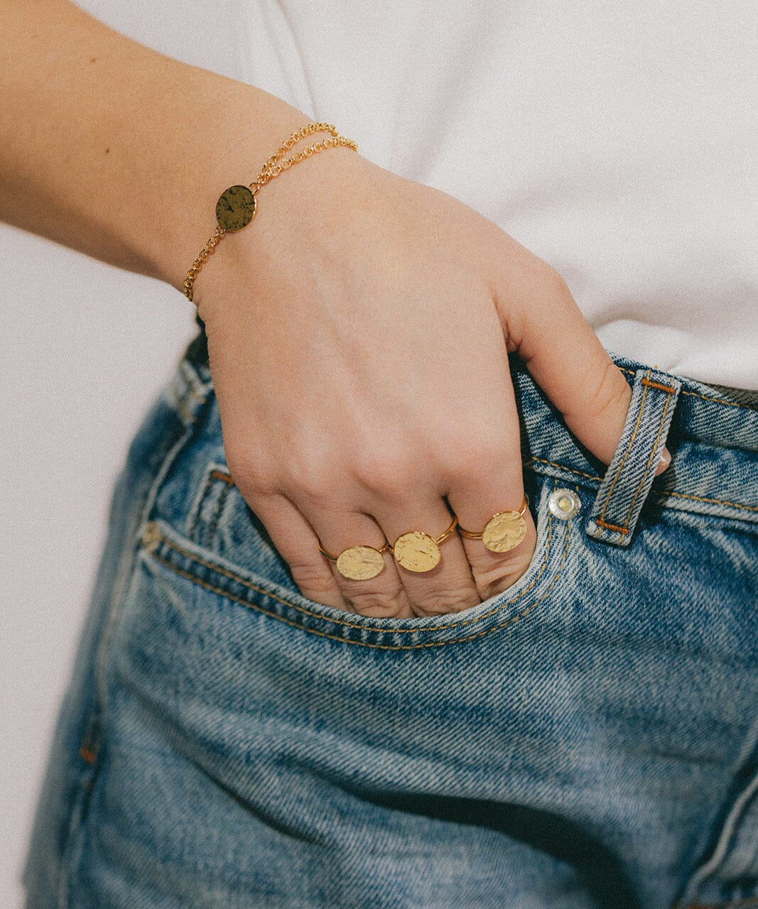 Bague Hestia Argent Rond Martelé Ajustable Bagues Monsieur Simone