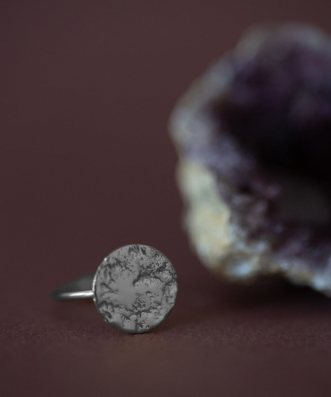 Bague Hestia Argent Rond Martelé Ajustable Bagues Monsieur Simone