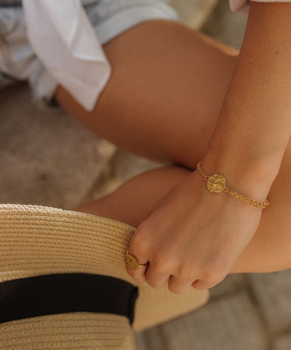 Bague Hestia Or Rond Martelé Ajustable Bagues Monsieur Simone