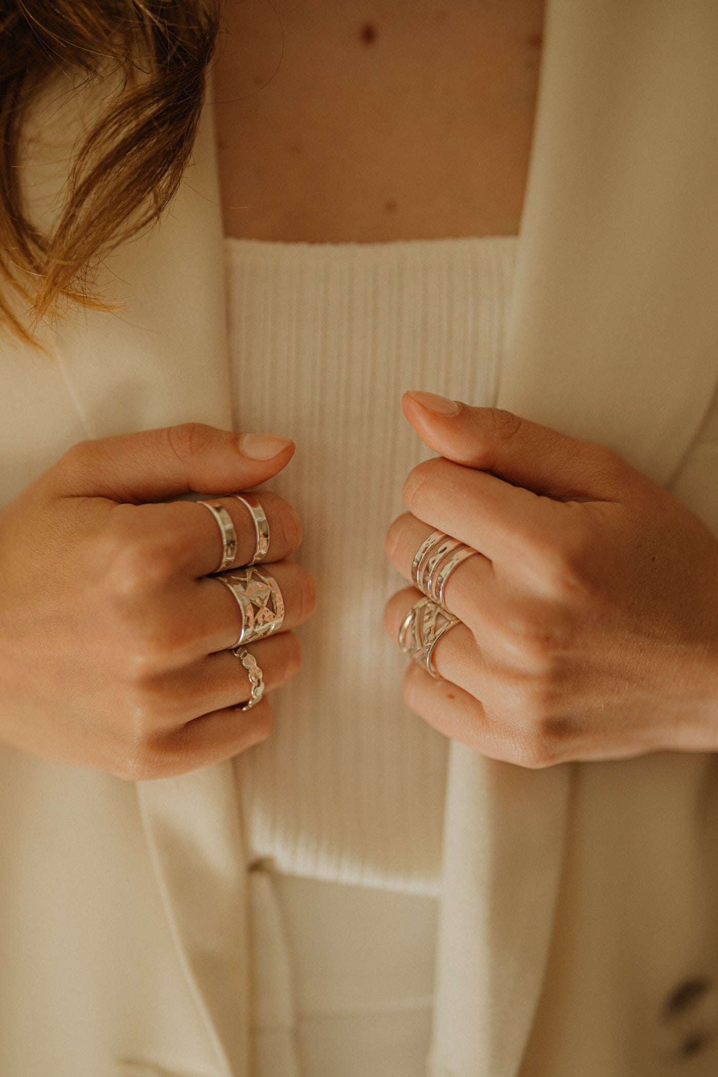 Bague Lou Argent Martelée Ajustable Bagues Monsieur Simone