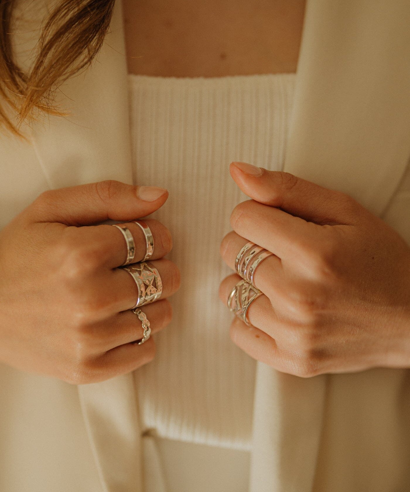 Bague Lou Argent Martelée Ajustable Bagues Monsieur Simone