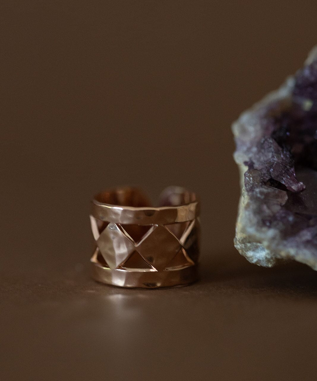 Bague Lou Or Rose Martelée Ajustable Bagues Monsieur Simone