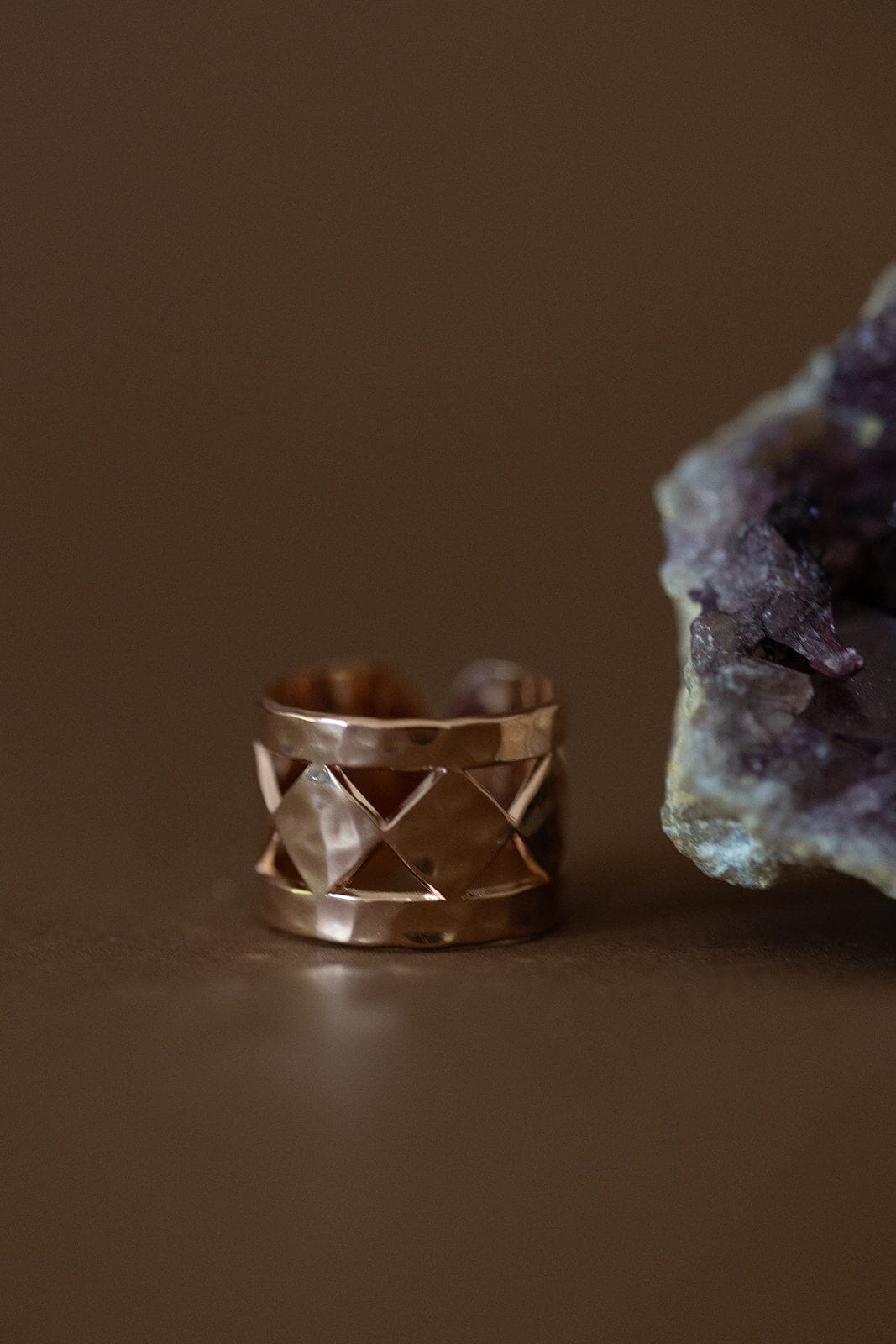 Bague Lou Or Rose Martelée Ajustable Bagues Monsieur Simone