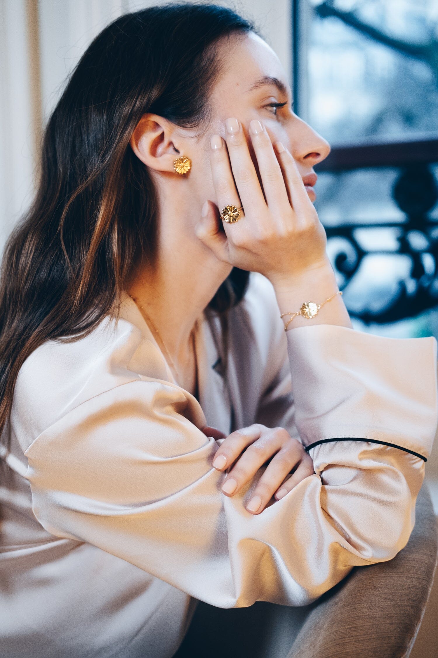 Bague Maïa Argent Fleur Ajustable Bagues Monsieur Simone