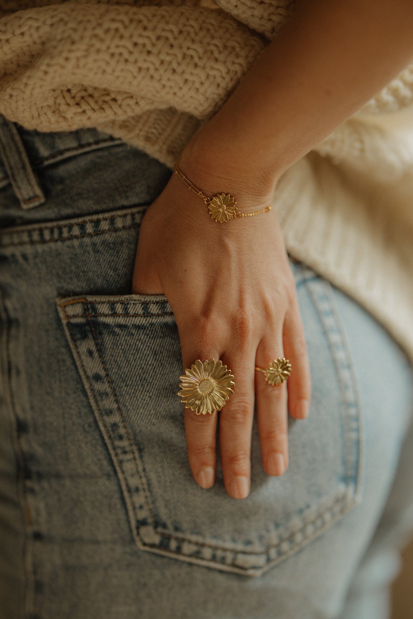 Bague Maïa Argent Fleur Ajustable Bagues Monsieur Simone