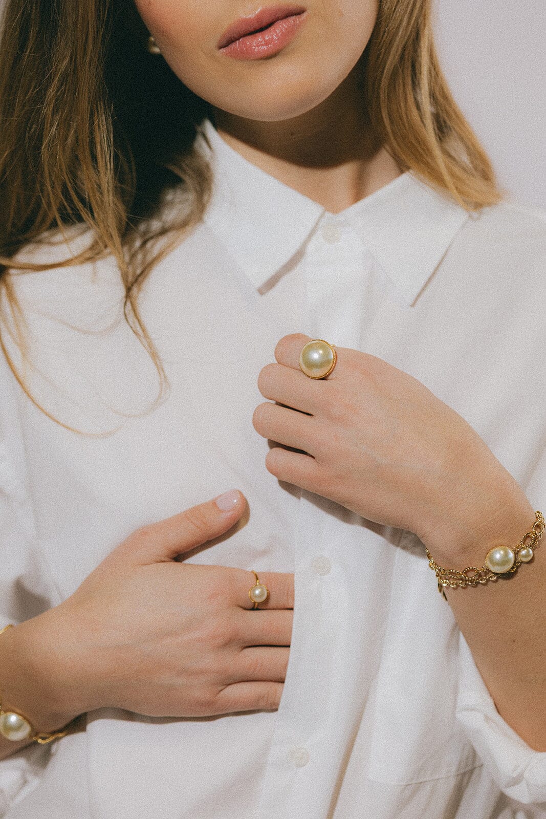 Bague Nélya Argent Perle Ajustable Bagues Monsieur Simone