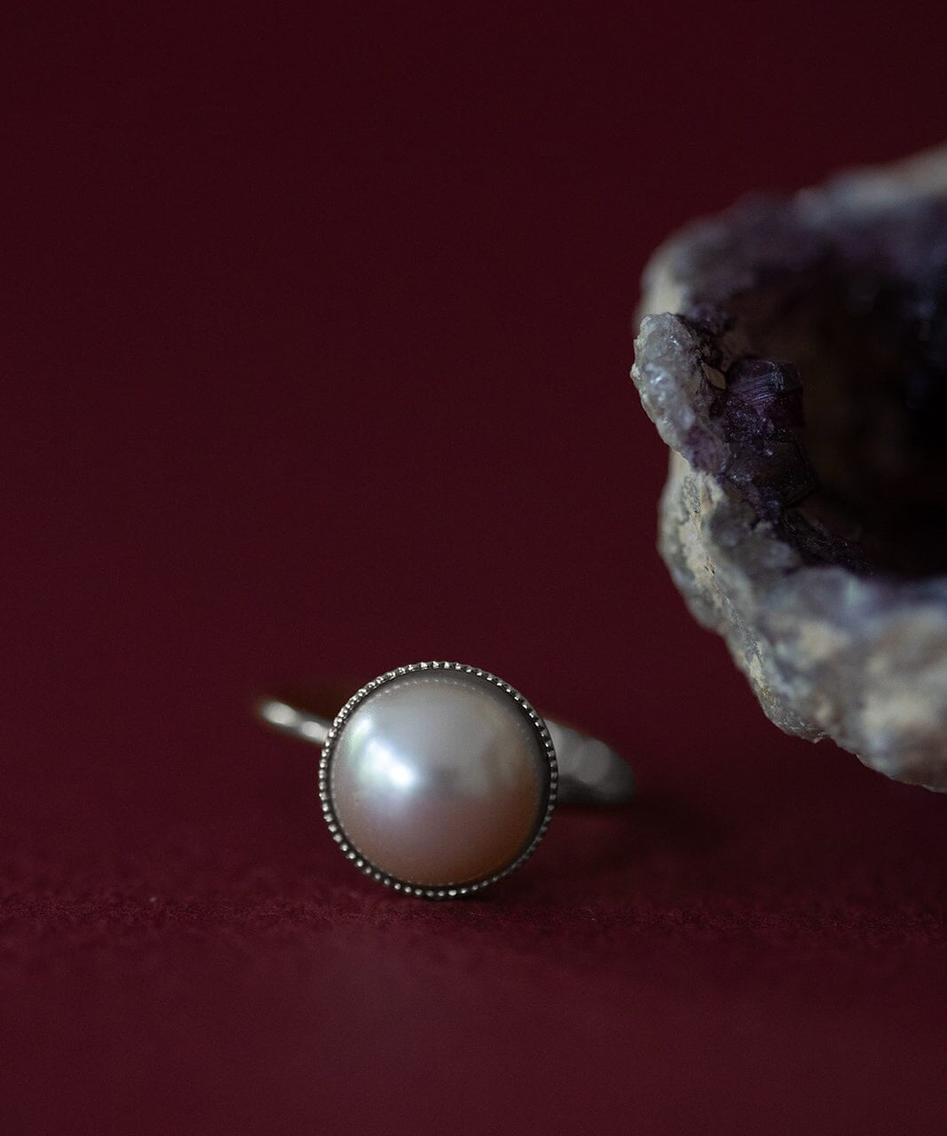 Bague Nélya Argent Perle Ajustable Bagues Monsieur Simone