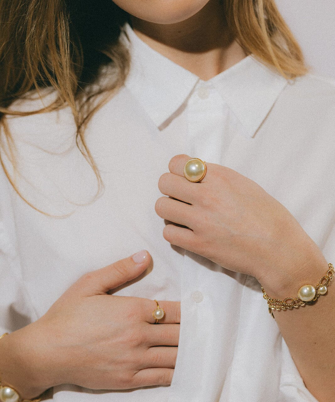 Bague Nélya Or Perle Ajustable Bagues Monsieur Simone