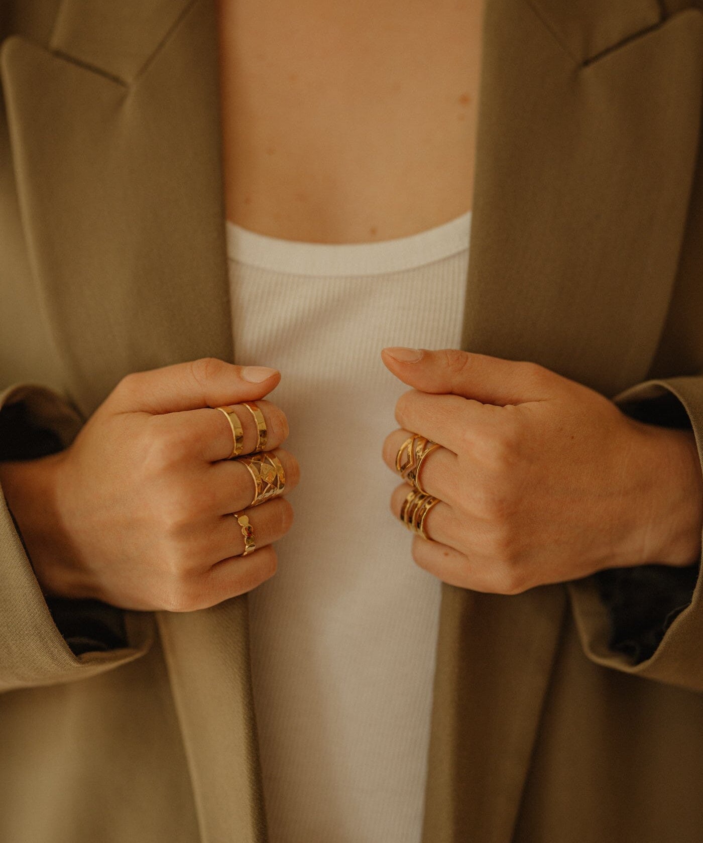 Bague Noah Or Martelée Ajustable Bagues Monsieur Simone