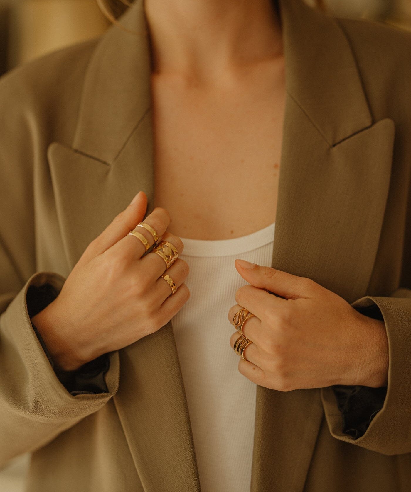Bague Noah Or Martelée Ajustable Bagues Monsieur Simone