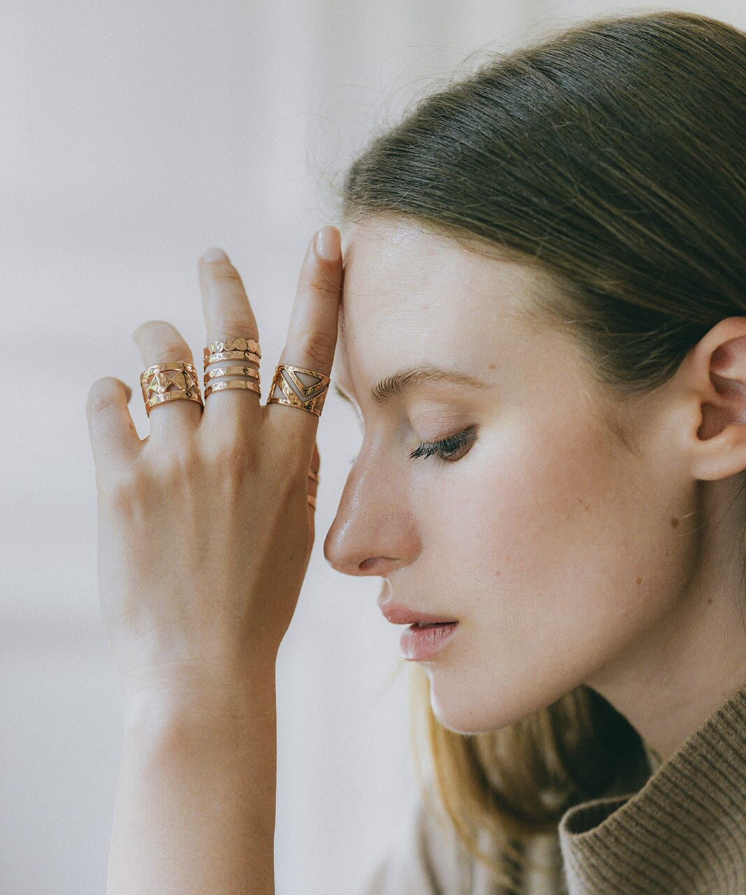 Bague Noah Or Rose Martelée Ajustable Bagues Monsieur Simone