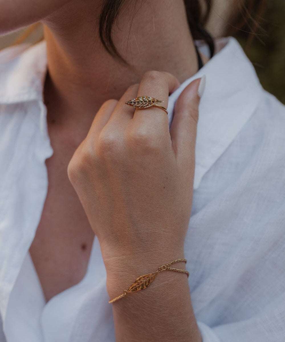 Bague Thalie Or Feuille Ajustable Bagues Monsieur Simone