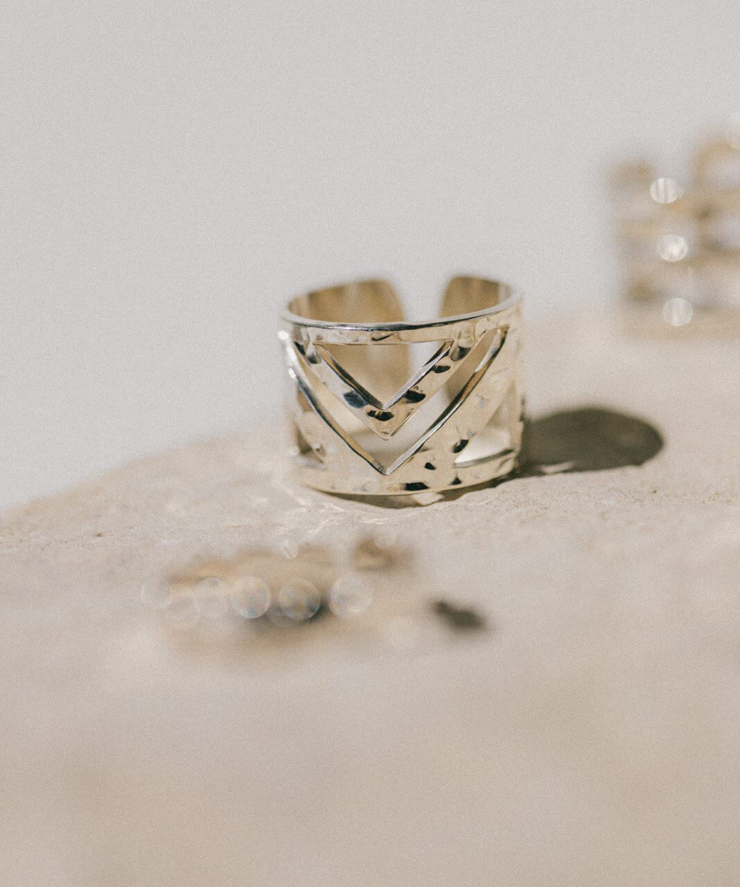 Bague Zak Argent Martelée Ajustable Bagues Monsieur Simone