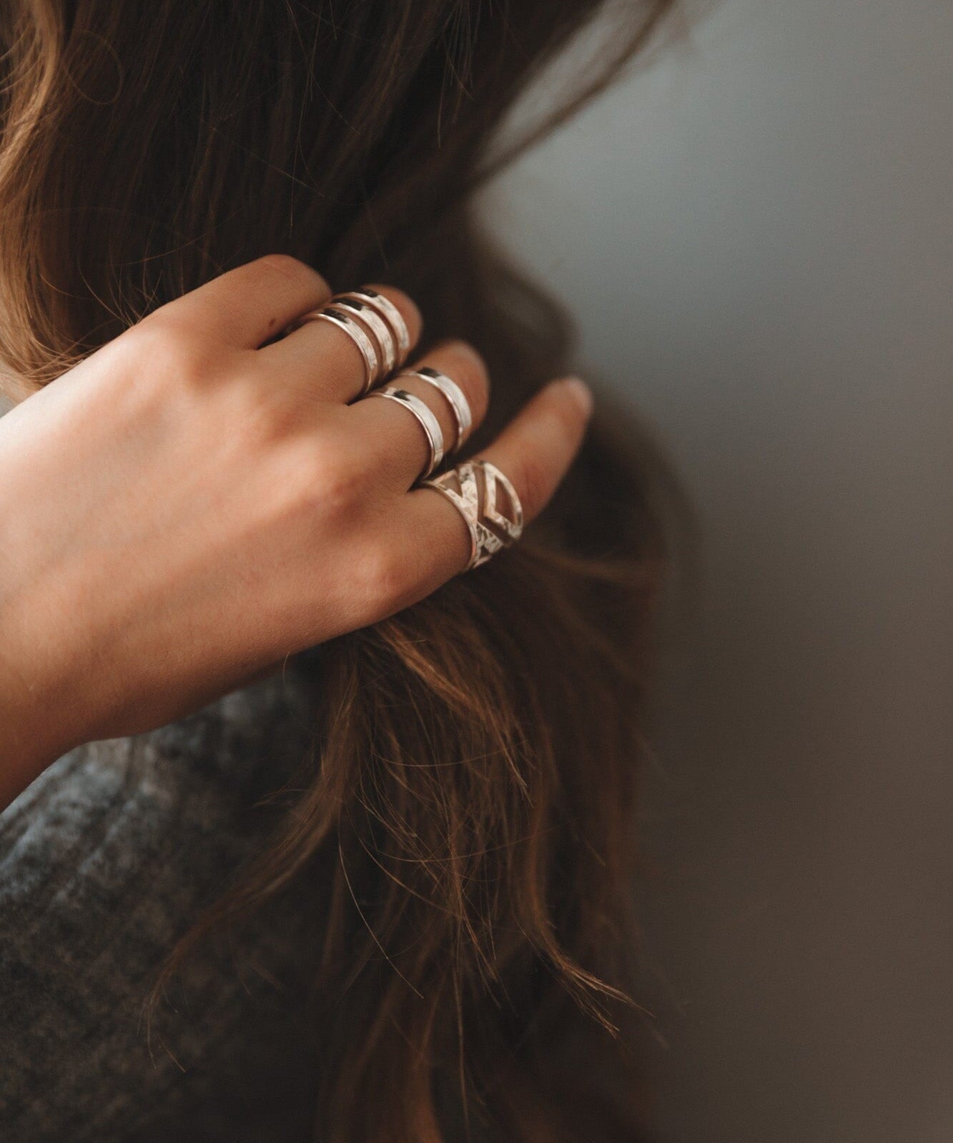 Bague Zak Argent Martelée Ajustable Bagues Monsieur Simone