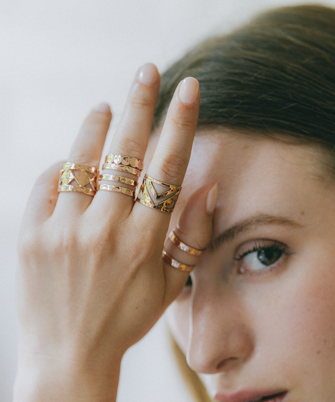 Bague Zak Or Rose Martelée Ajustable Bagues Monsieur Simone