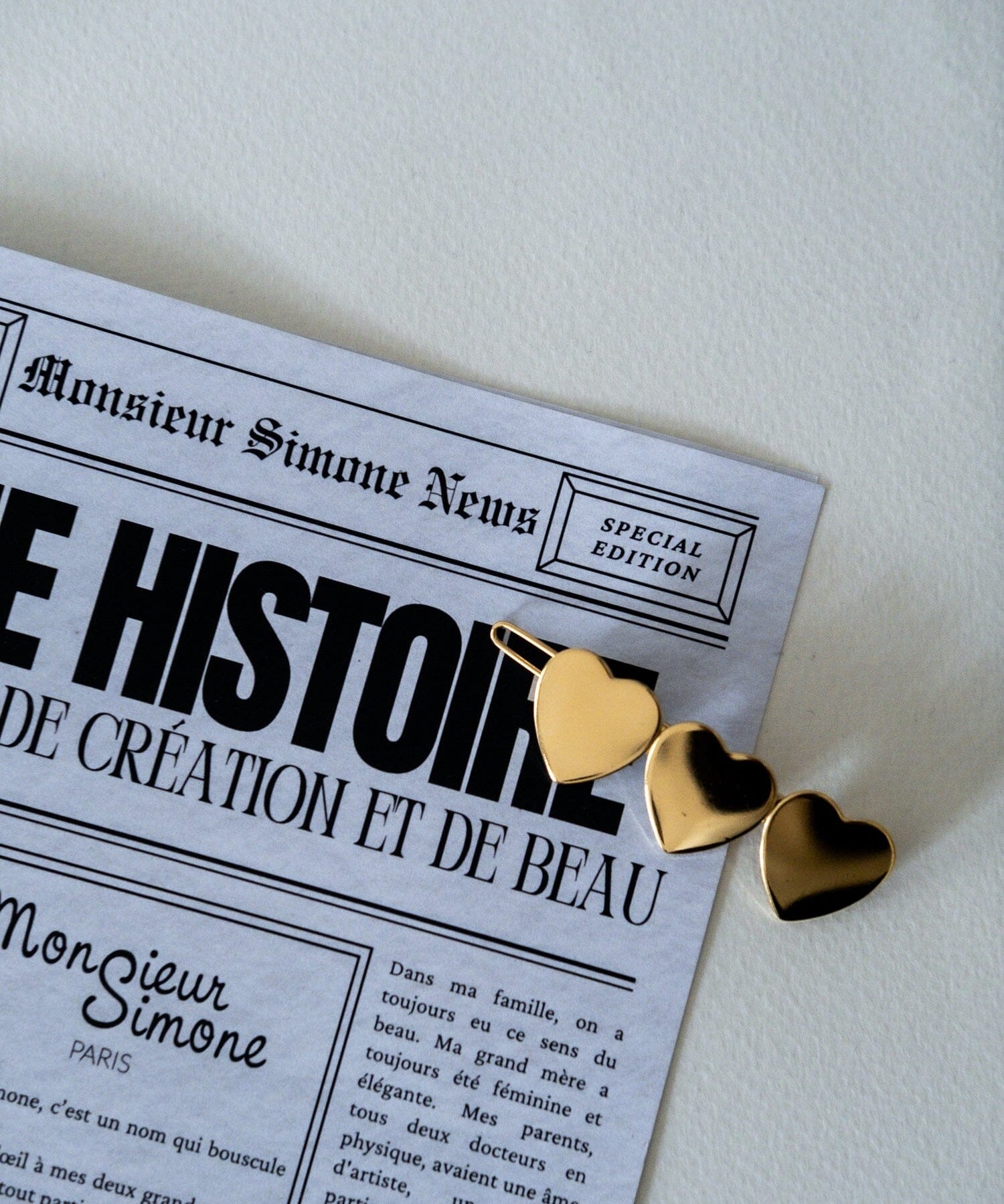 Barrette Aphrodite Or Coeurs Accessoires Monsieur Simone