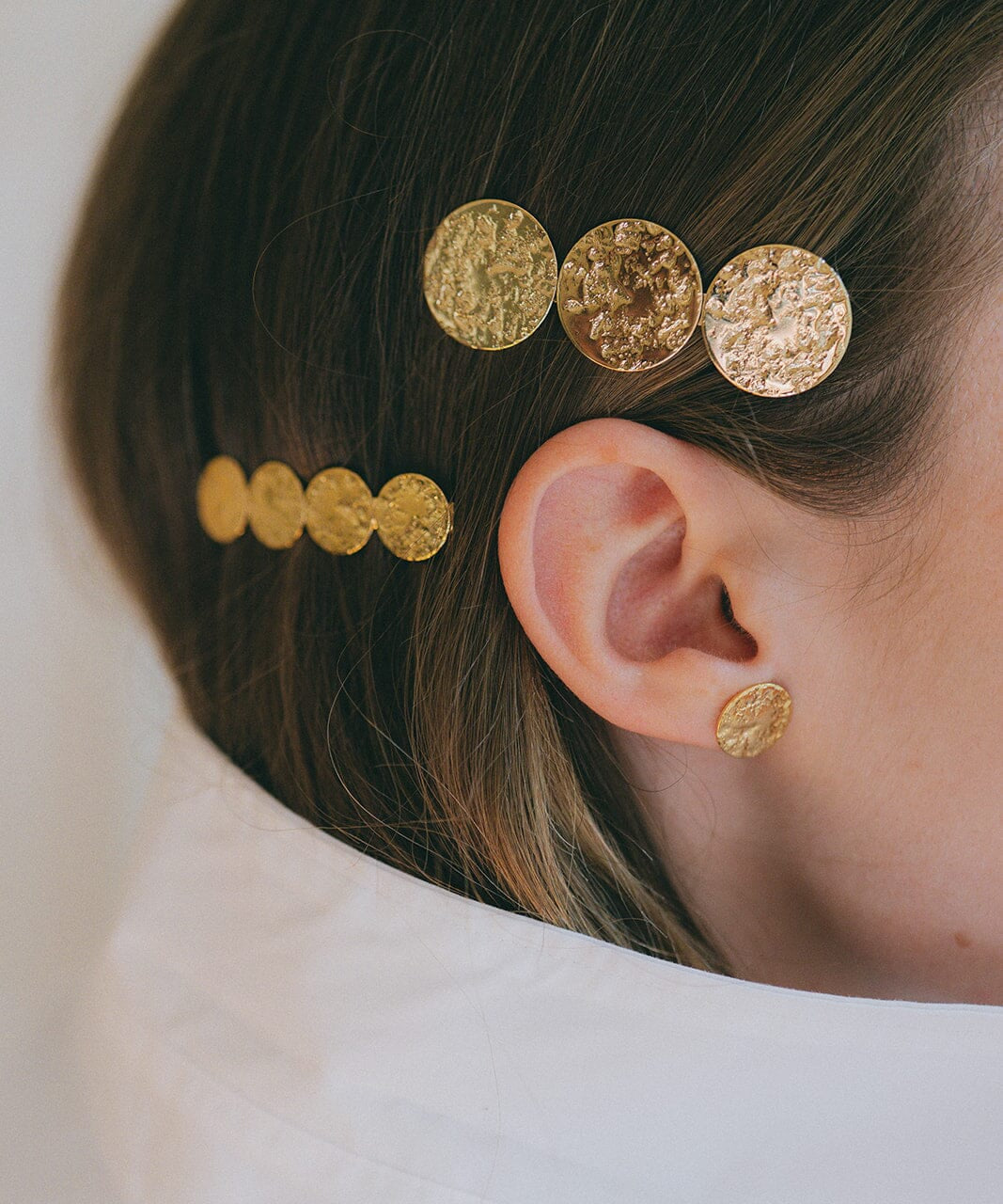 Barrette Hestia Or Ronds Martelés Accessoires Monsieur Simone