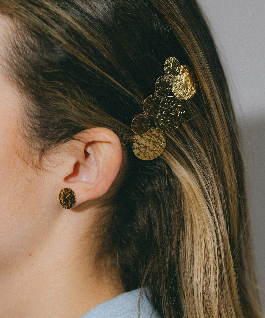 Barrette Hestia Or Ronds Martelés Accessoires Monsieur Simone