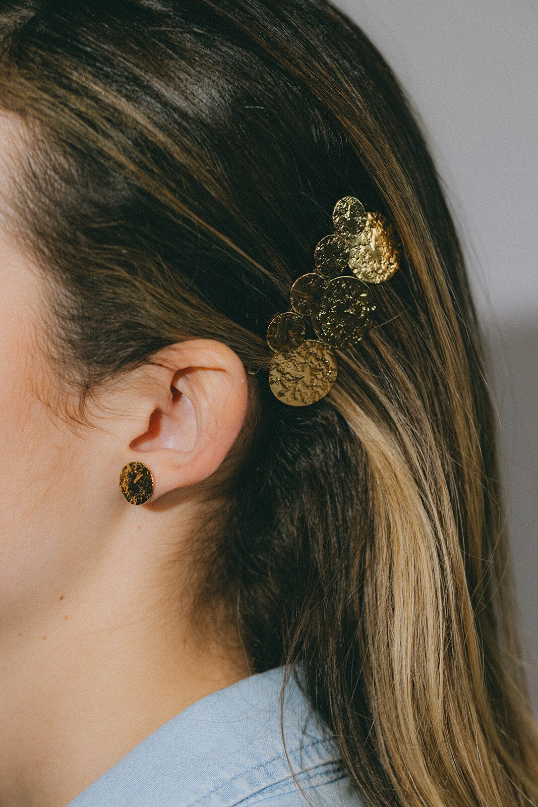 Barrette Hestia Or Ronds Martelés Accessoires Monsieur Simone