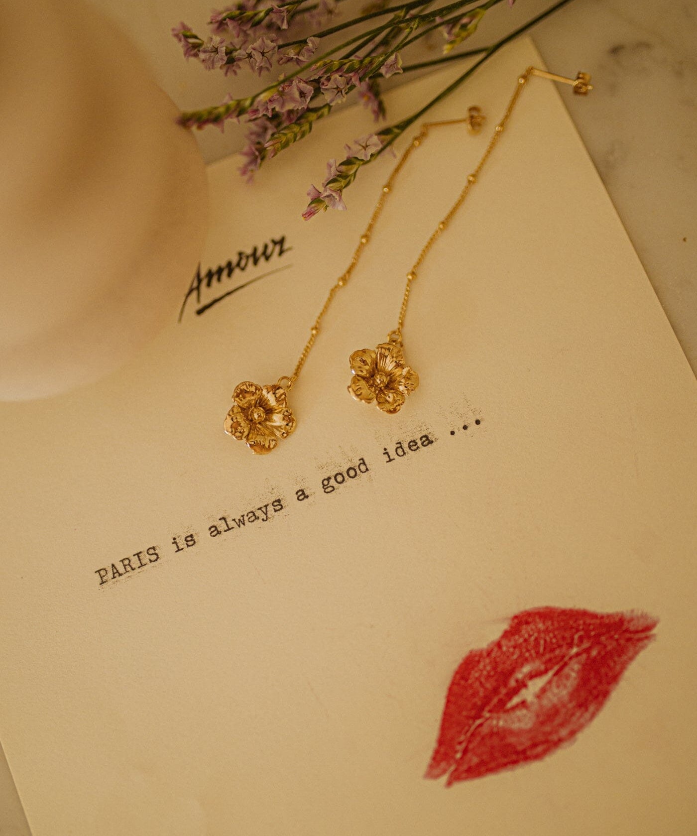 Boucles d'Oreilles Pendantes Gaïa Or Fleurs Boucles d'Oreilles Monsieur Simone