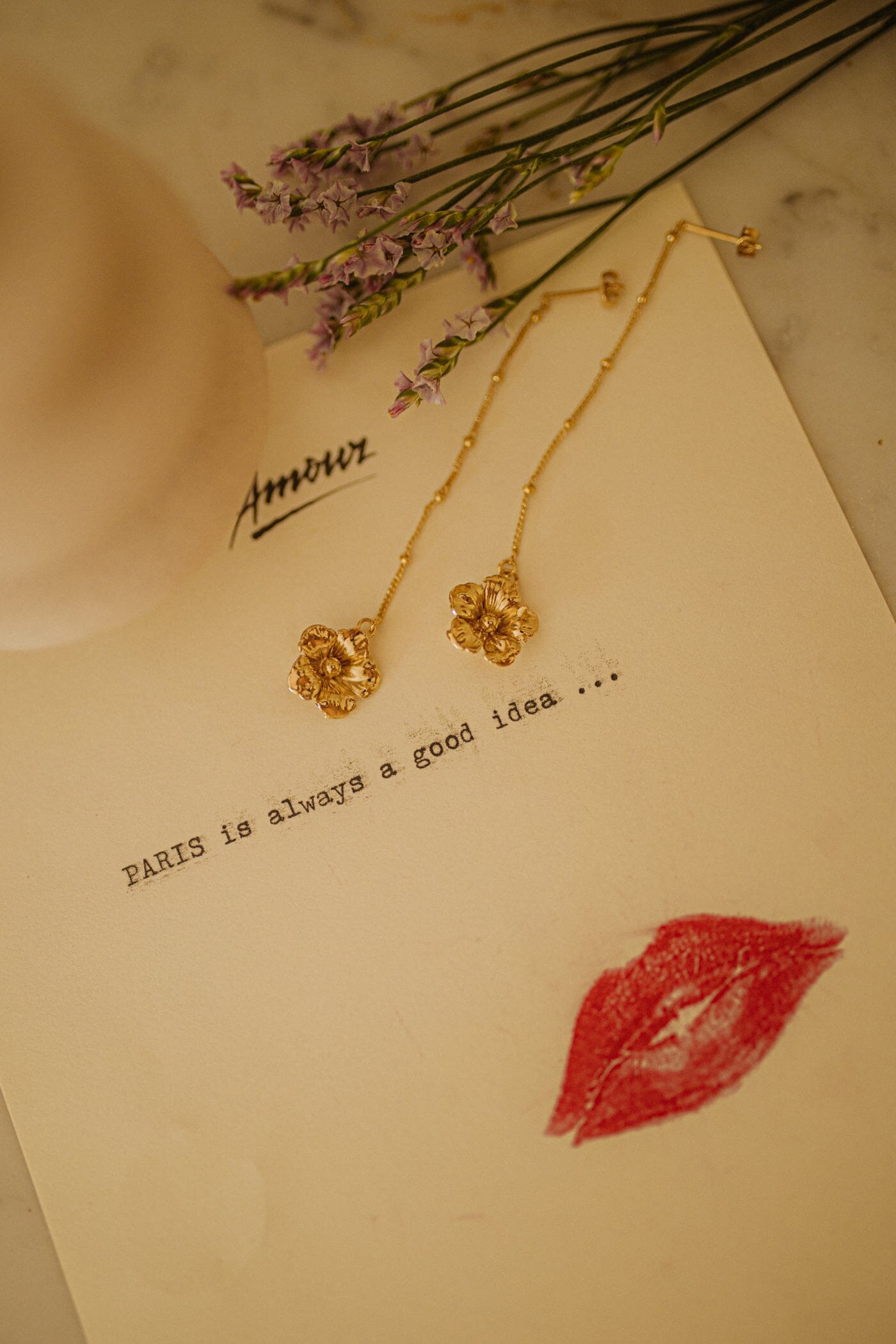 Boucles d'Oreilles Pendantes Gaïa Or Fleurs Boucles d'Oreilles Monsieur Simone