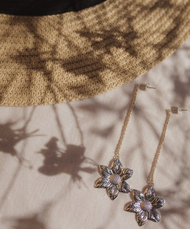Boucles d'Oreilles Pendantes Hespéris Argent Fleurs Boucles d'Oreilles Monsieur Simone