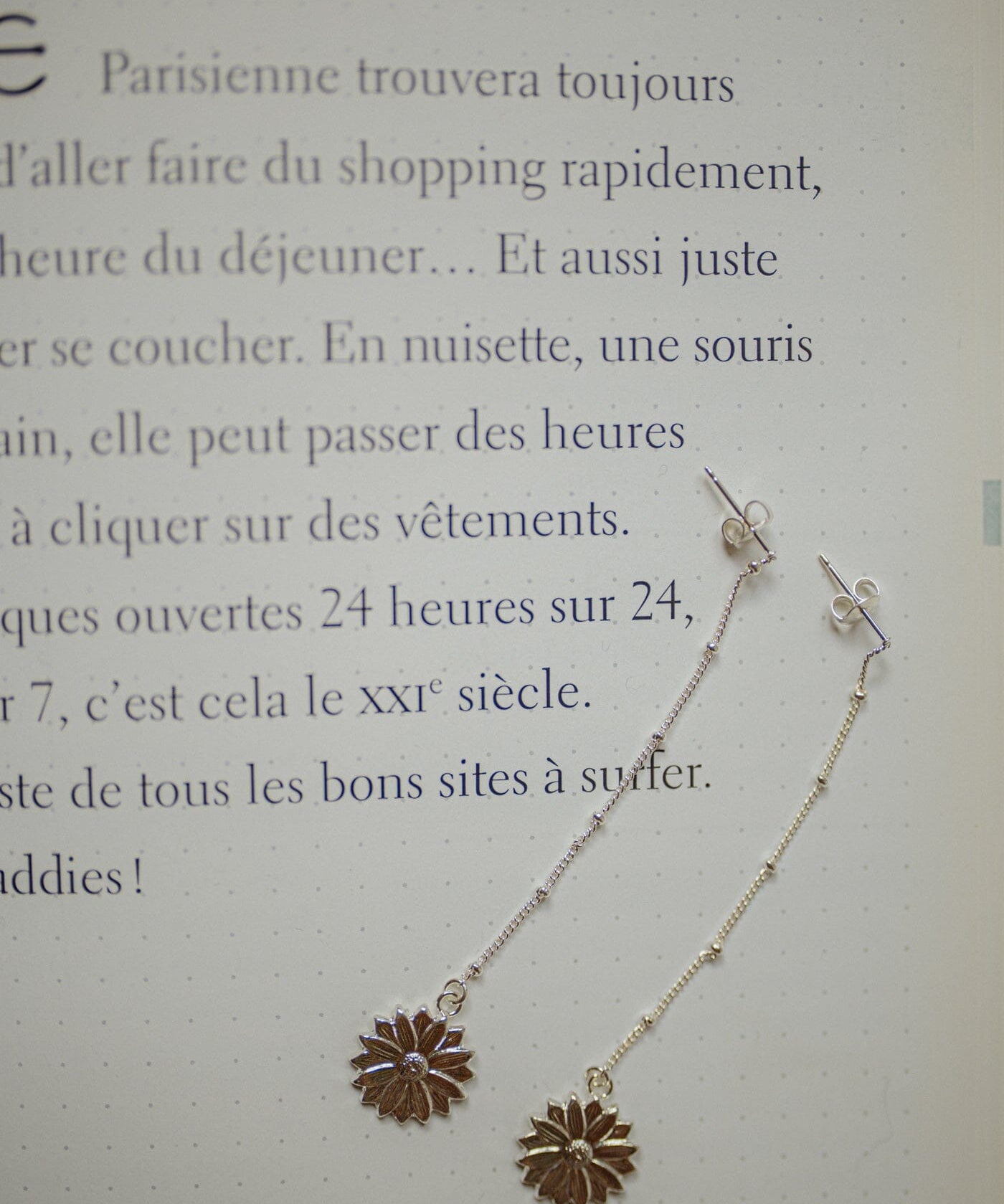 Boucles d'Oreilles Pendantes Maïa Argent Fleurs Boucles d'Oreilles Monsieur Simone