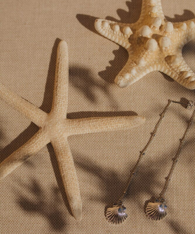 Boucles d'Oreilles Pendantes Nérée Argent Coquillages Boucles d'Oreilles Monsieur Simone