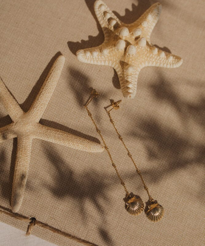 Boucles d'Oreilles Pendantes Nérée Or Coquillages Boucles d'Oreilles Monsieur Simone