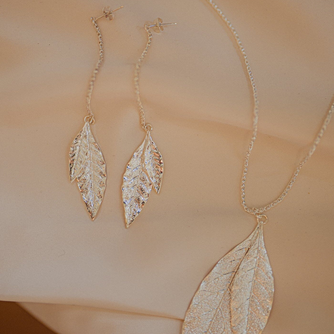 Boucles d'Oreilles Pendantes Thalie Argent Feuilles Boucles d'Oreilles Monsieur Simone