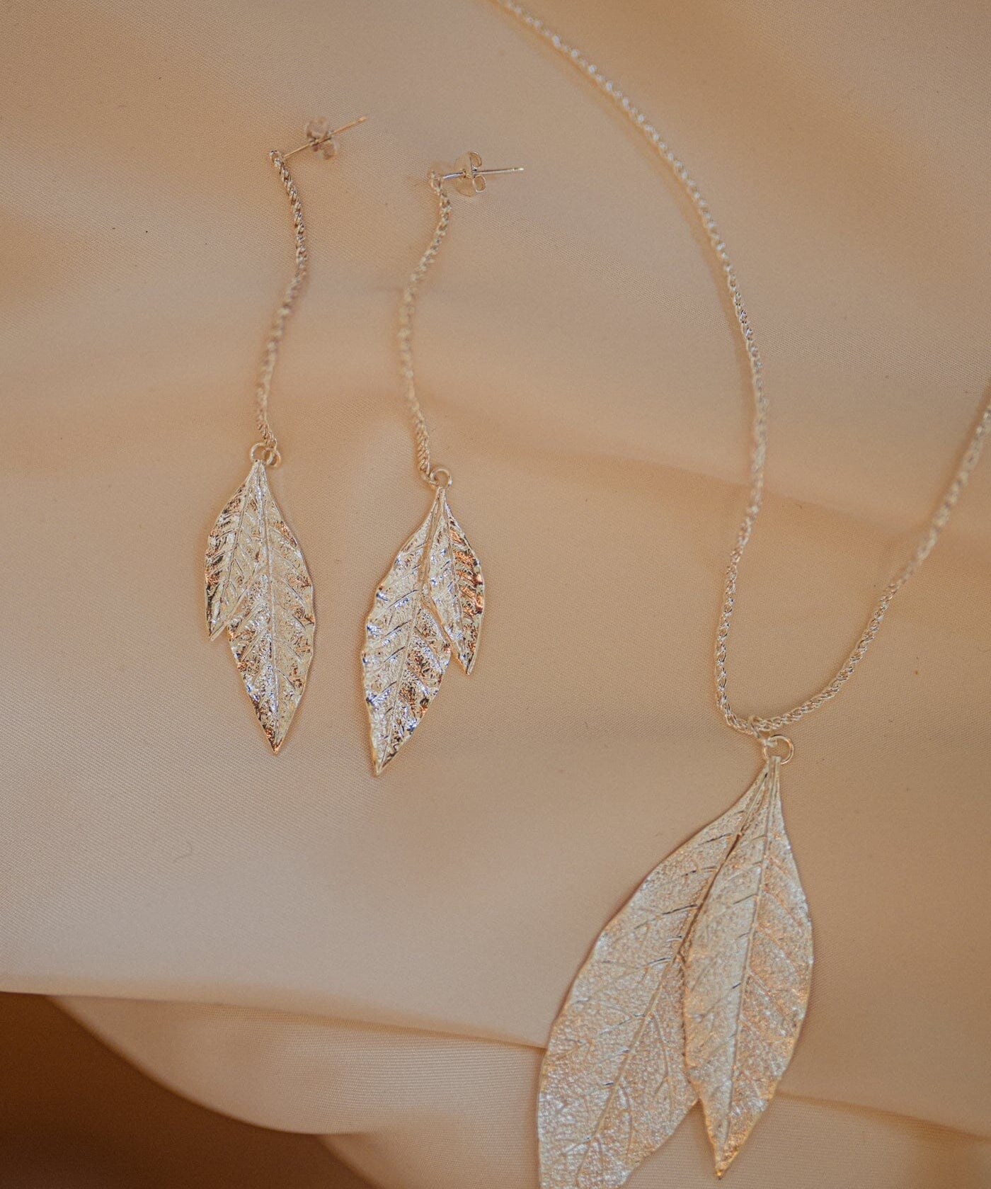 Boucles d'Oreilles Pendantes Thalie Argent Feuilles Boucles d'Oreilles Monsieur Simone
